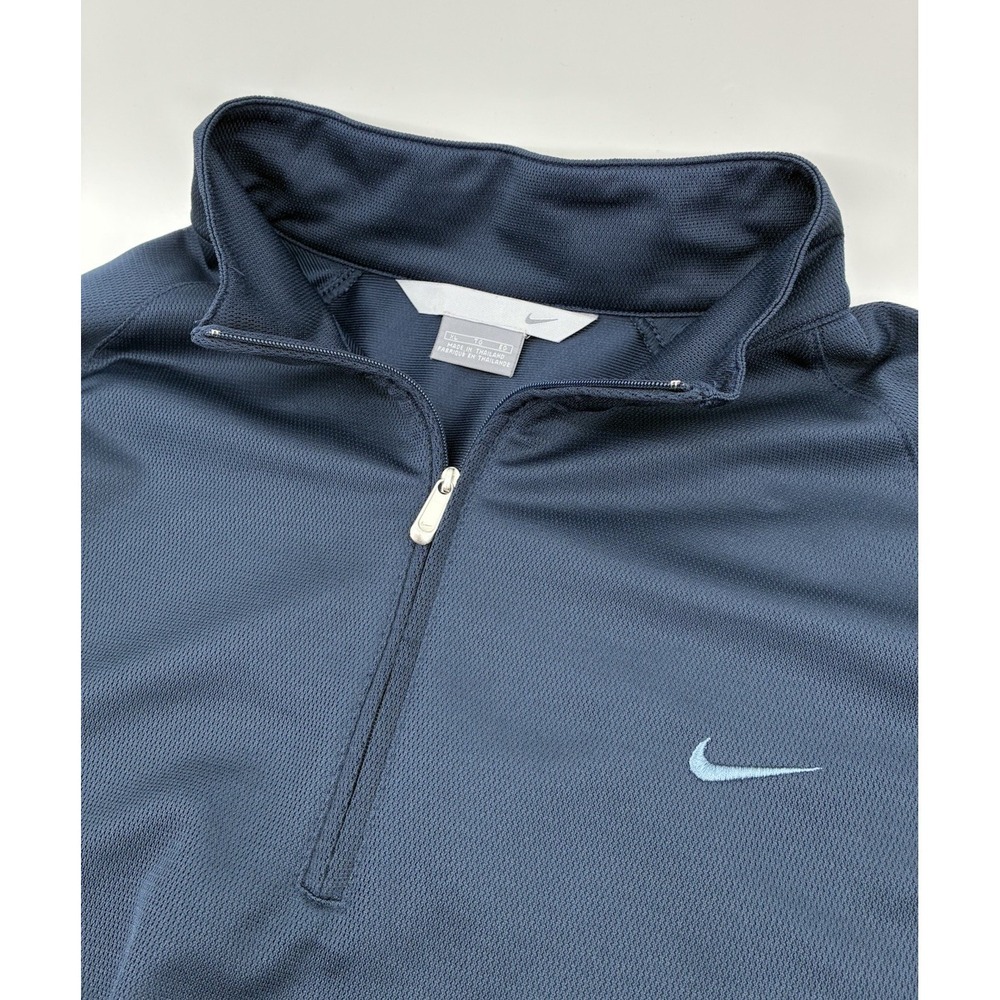 VNTG Y2K Nike Silver Tag Dri-Fit 1/4 Zip Pullover‎ Men's XL Navy